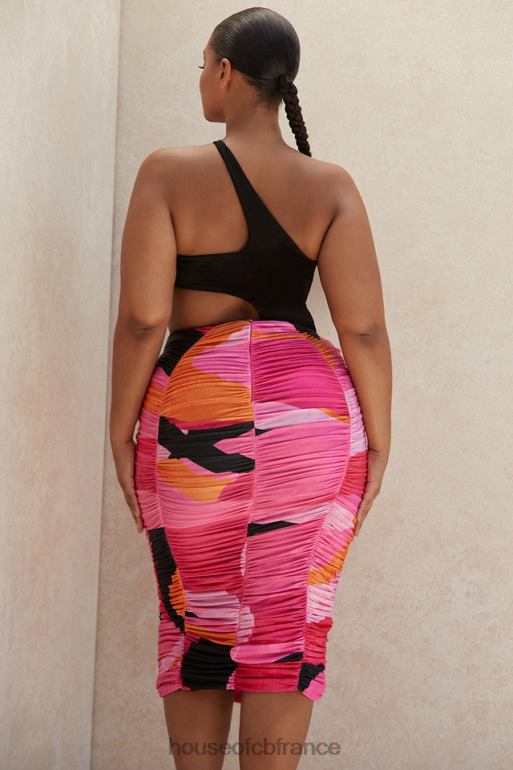 House of CB jupe mi-longue froncée multicolore nolene N888H1015 vêtements