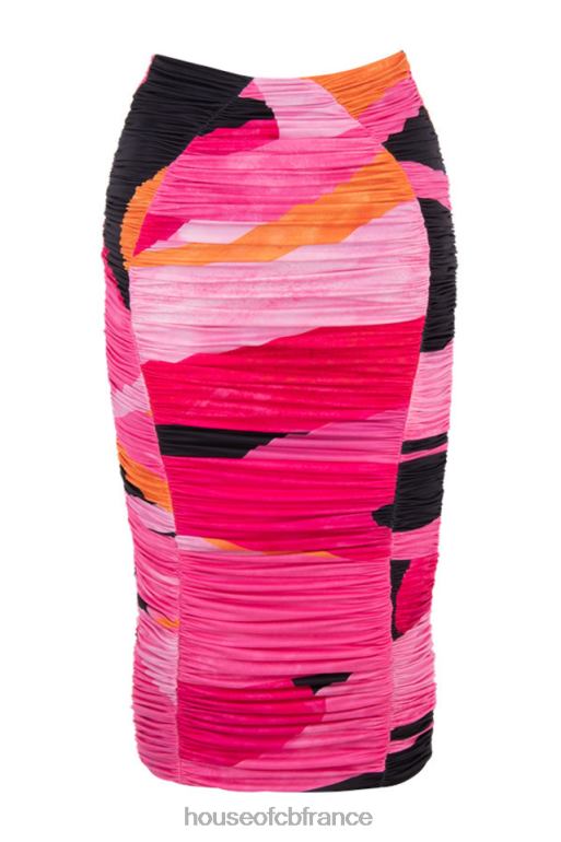 House of CB jupe mi-longue froncée multicolore nolene N888H1015 vêtements