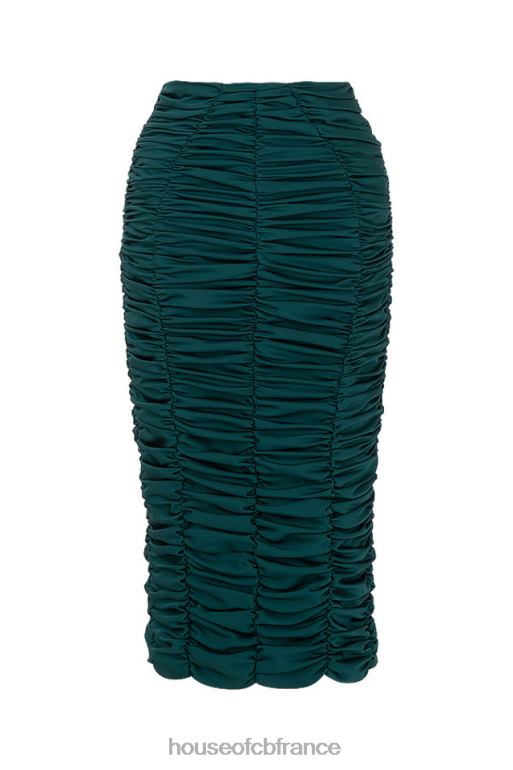 House of CB jupe mi-longue froncée vert émeraude mera N888H984 vêtements