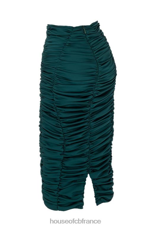 House of CB jupe mi-longue froncée vert émeraude mera N888H984 vêtements