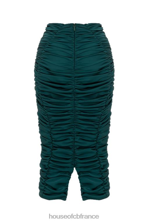 House of CB jupe mi-longue froncée vert émeraude mera N888H984 vêtements