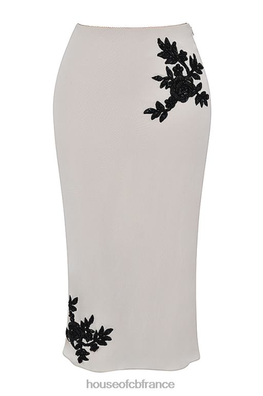 House of CB jupe mi-longue à perles champagne amal N888H872 vêtements