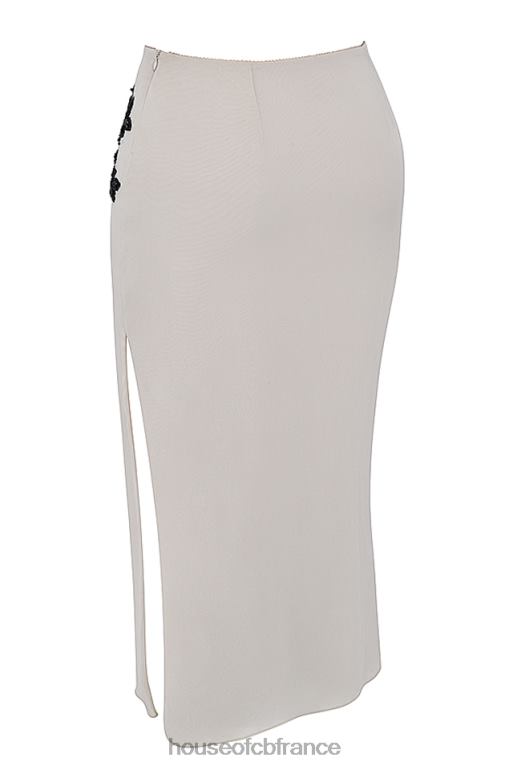 House of CB jupe mi-longue à perles champagne amal N888H872 vêtements