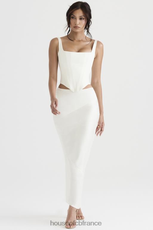 House of CB jupe midi coupe en biais en satin ivoire colette N888H911 vêtements