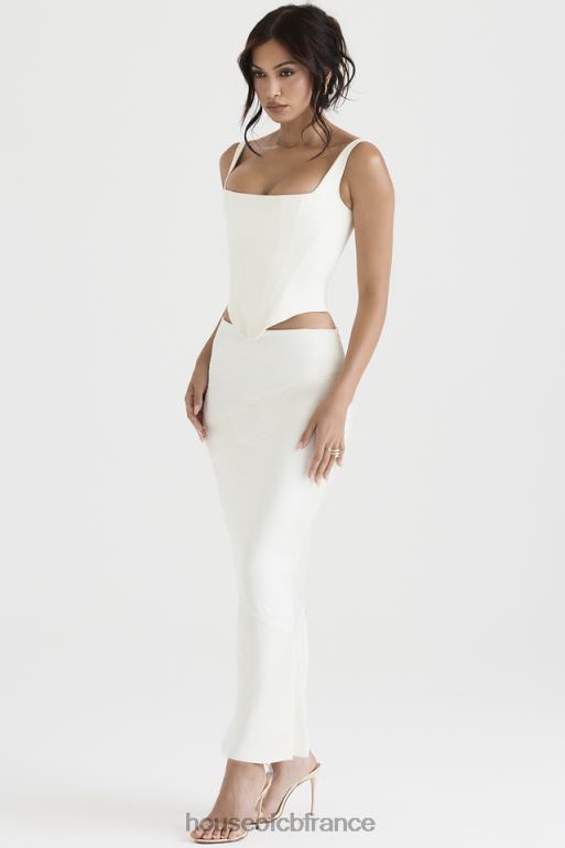 House of CB jupe midi coupe en biais en satin ivoire colette N888H911 vêtements