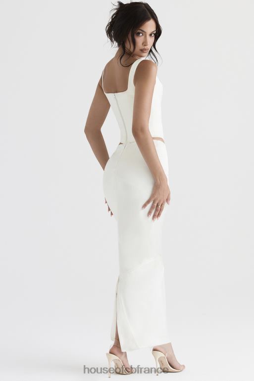 House of CB jupe midi coupe en biais en satin ivoire colette N888H911 vêtements