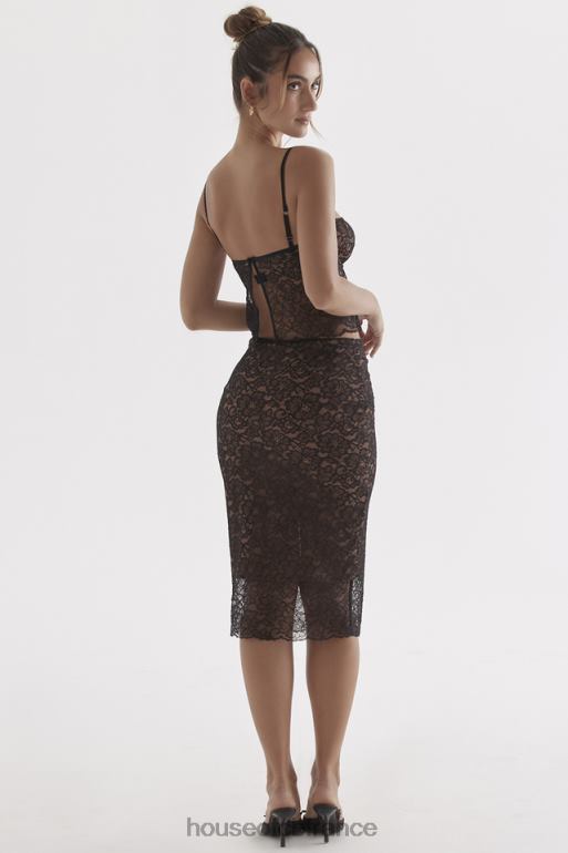 House of CB jupe midi en dentelle noire Yolanda N888H874 vêtements