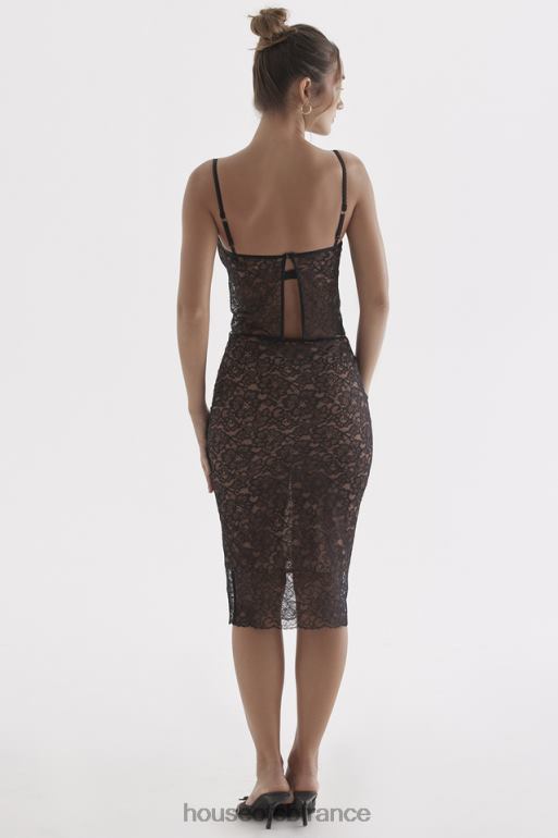 House of CB jupe midi en dentelle noire Yolanda N888H874 vêtements