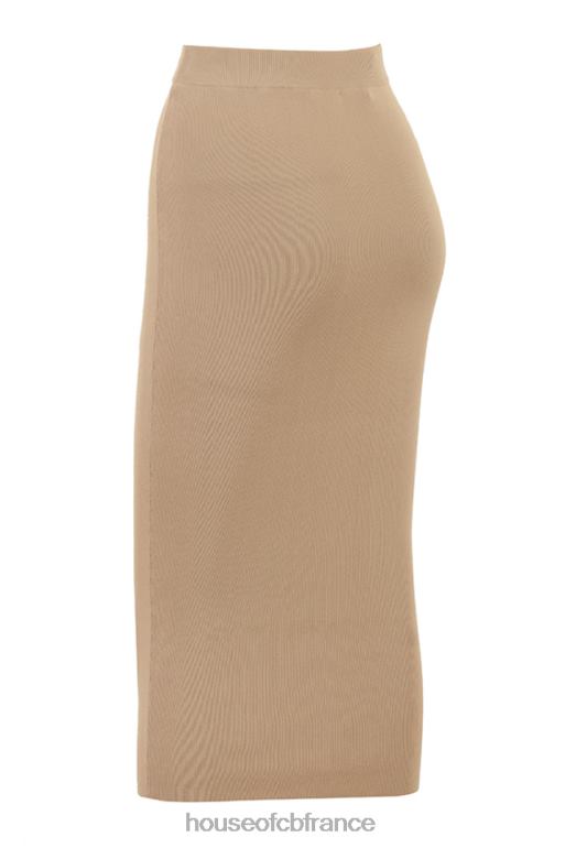 House of CB jupe midi en maille camel chiné N888H884 vêtements