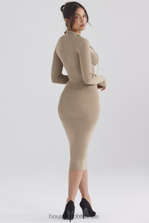 House of CB jupe midi en maille camel chiné N888H884 vêtements