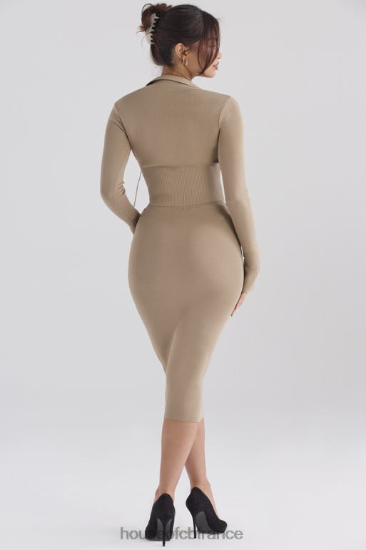 House of CB jupe midi en maille camel chiné N888H884 vêtements
