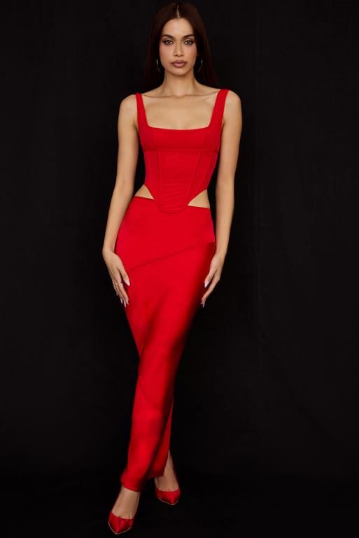 House of CB jupe midi taille basse en satin écarlate colette N888H943 vêtements