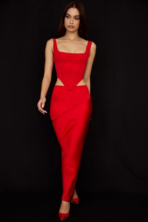 House of CB jupe midi taille basse en satin écarlate colette N888H943 vêtements