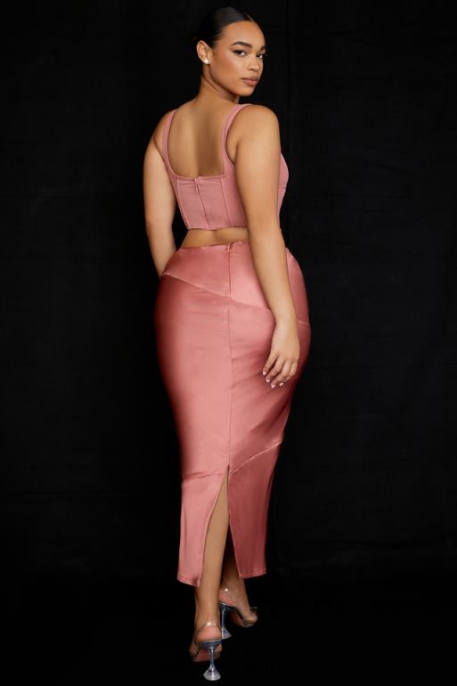House of CB jupe midi taille basse en satin colette rose N888H948 vêtements
