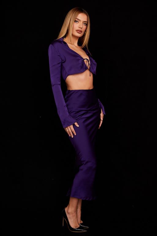 House of CB jupe midi taille basse en satin raisin colette N888H959 vêtements