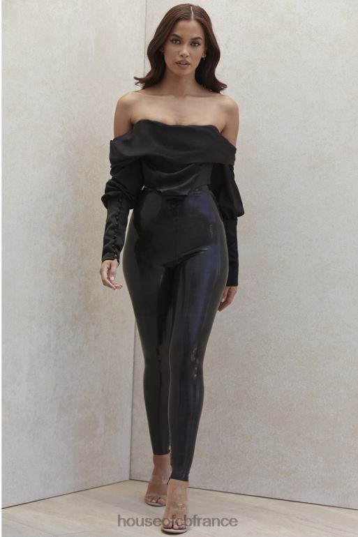 House of CB lia leggings taille haute en latex noir N888H1010 vêtements