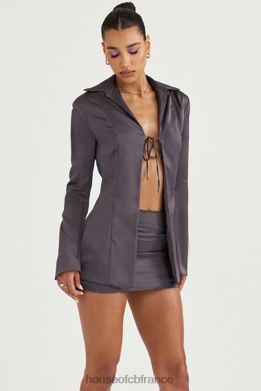House of CB Catalina Shadow - Mini-jupe trapèze en satin N888H936 vêtements