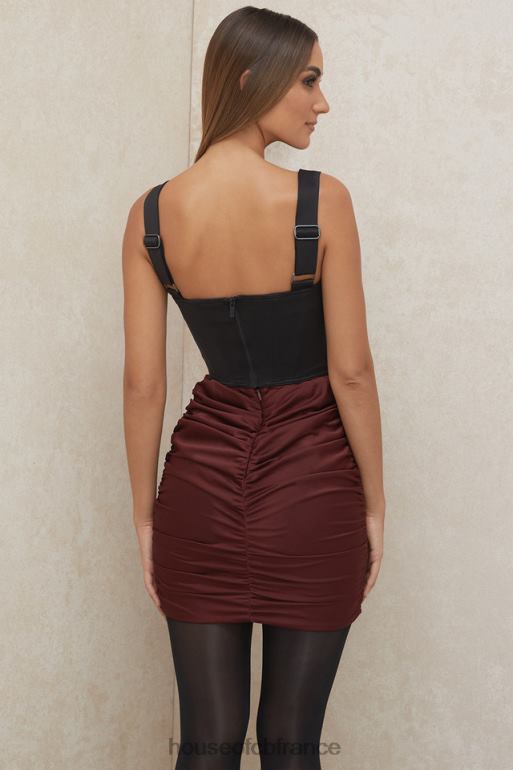 House of CB Keeley - Mini-jupe froncée en satin raisin N888H991 vêtements