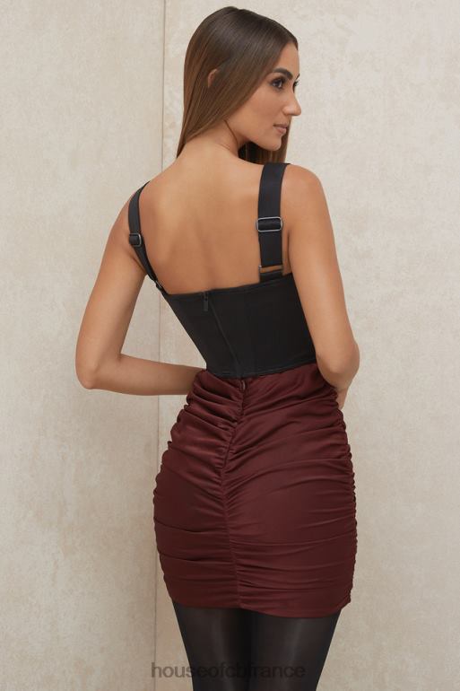 House of CB Keeley - Mini-jupe froncée en satin raisin N888H991 vêtements