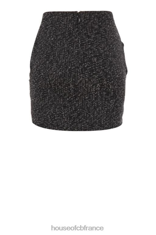 House of CB Martha Black - Mini-jupe drapée scintillante N888H1019 vêtements