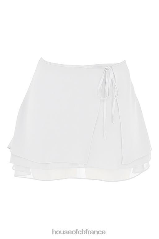 House of CB Mini-jupe superposée flottante blanche Clarice N888H920 vêtements