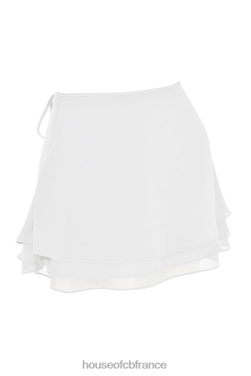 House of CB Mini-jupe superposée flottante blanche Clarice N888H920 vêtements