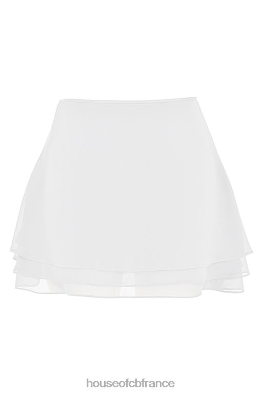 House of CB Mini-jupe superposée flottante blanche Clarice N888H920 vêtements
