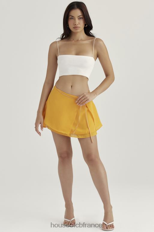 House of CB Mini-jupe superposée fluide Clarice Tangerine N888H918 vêtements
