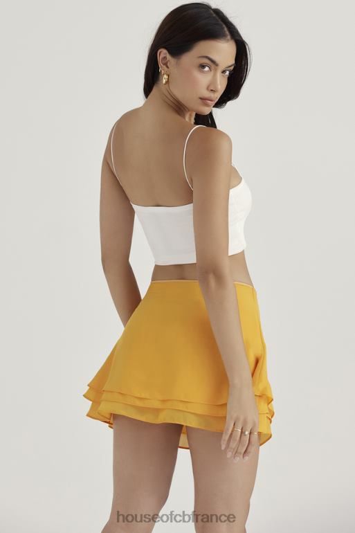 House of CB Mini-jupe superposée fluide Clarice Tangerine N888H918 vêtements