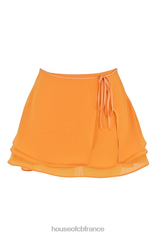 House of CB Mini-jupe superposée fluide Clarice Tangerine N888H918 vêtements