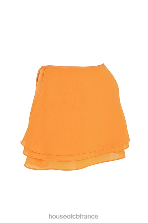 House of CB Mini-jupe superposée fluide Clarice Tangerine N888H918 vêtements