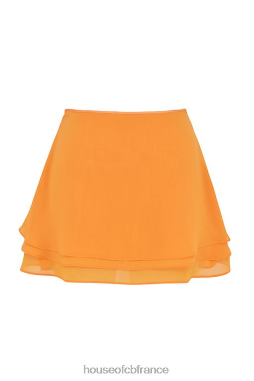 House of CB Mini-jupe superposée fluide Clarice Tangerine N888H918 vêtements