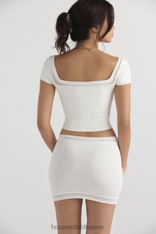 House of CB Sarelle - Mini-jupe en maille délicate ivoire N888H921 vêtements