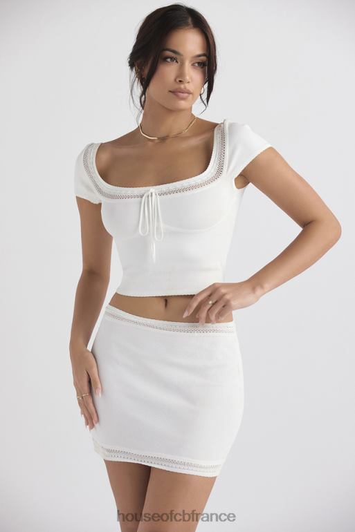 House of CB Sarelle - Mini-jupe en maille délicate ivoire N888H921 vêtements