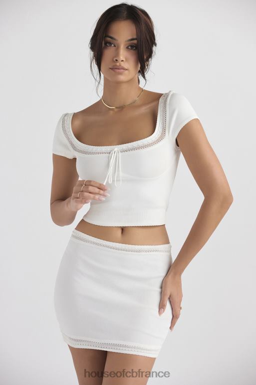 House of CB Sarelle - Mini-jupe en maille délicate ivoire N888H921 vêtements