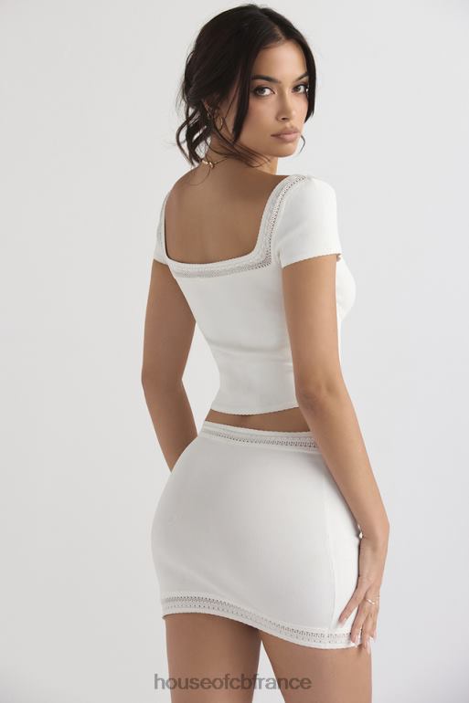 House of CB Sarelle - Mini-jupe en maille délicate ivoire N888H921 vêtements
