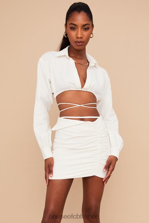 House of CB mini-jupe emmy blanc cassé à taille pliée N888H962 vêtements