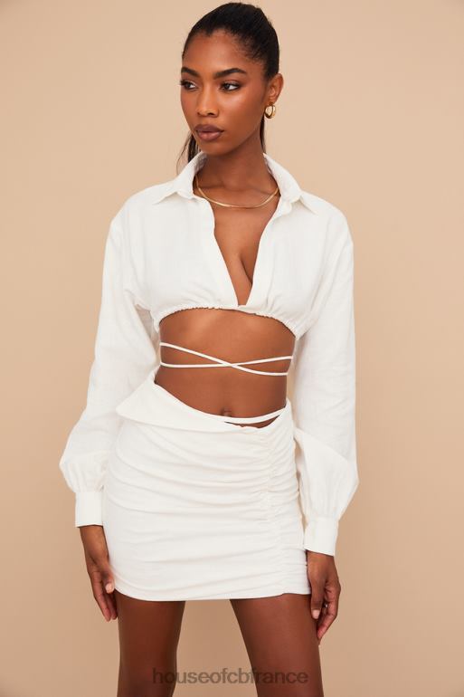 House of CB mini-jupe emmy blanc cassé à taille pliée N888H962 vêtements