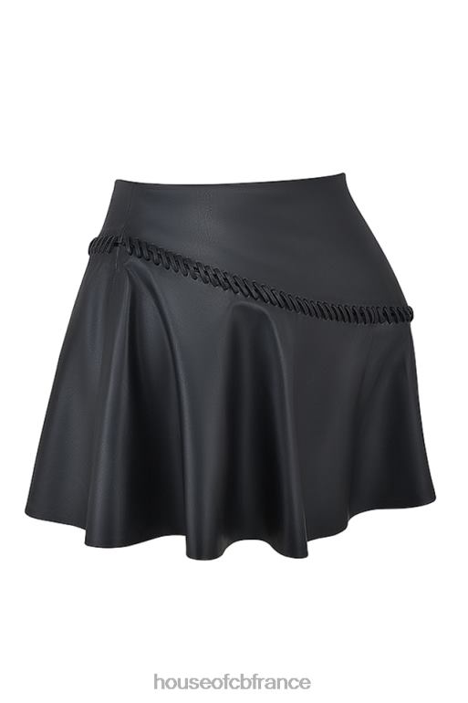 House of CB mini-jupe en cuir vegan noir nova N888H842 vêtements