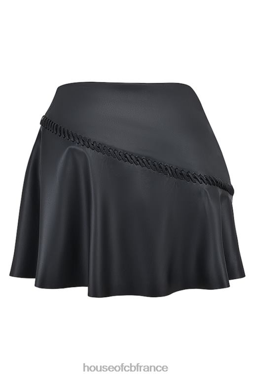 House of CB mini-jupe en cuir vegan noir nova N888H842 vêtements