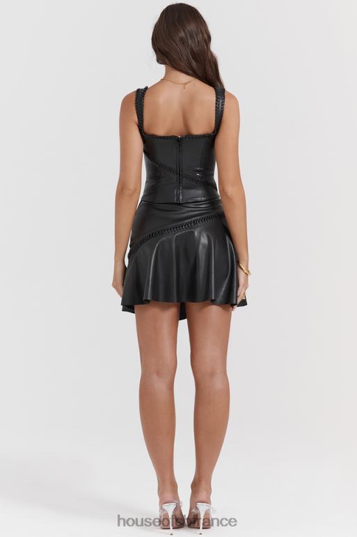 House of CB mini-jupe en cuir vegan noir nova N888H842 vêtements
