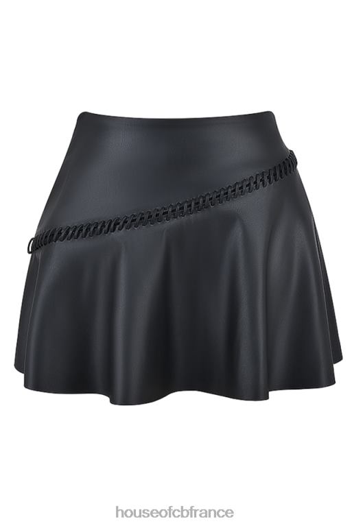 House of CB mini-jupe en cuir vegan noir nova N888H842 vêtements