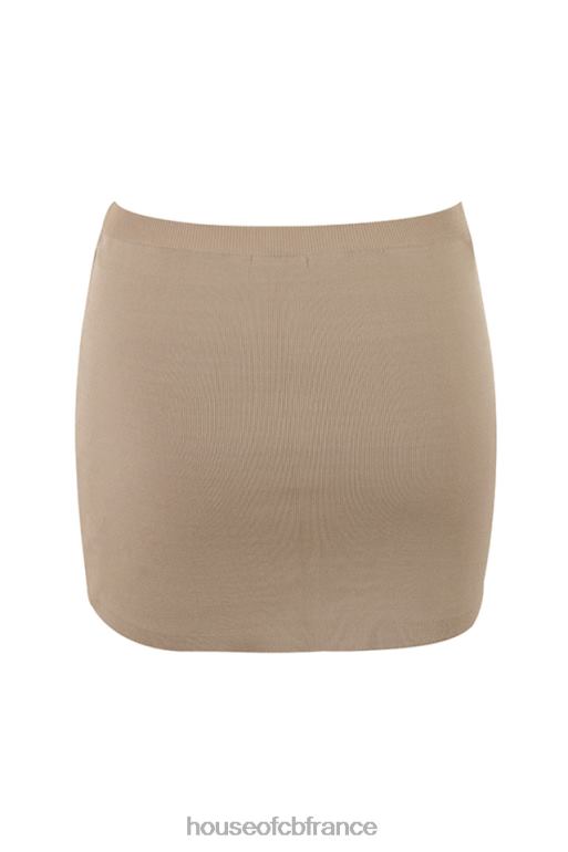 House of CB mini-jupe en maille taupe mariella N888H905 vêtements