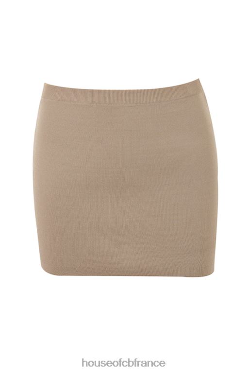 House of CB mini-jupe en maille taupe mariella N888H905 vêtements