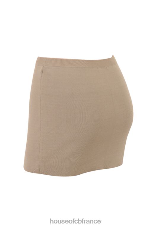House of CB mini-jupe en maille taupe mariella N888H905 vêtements