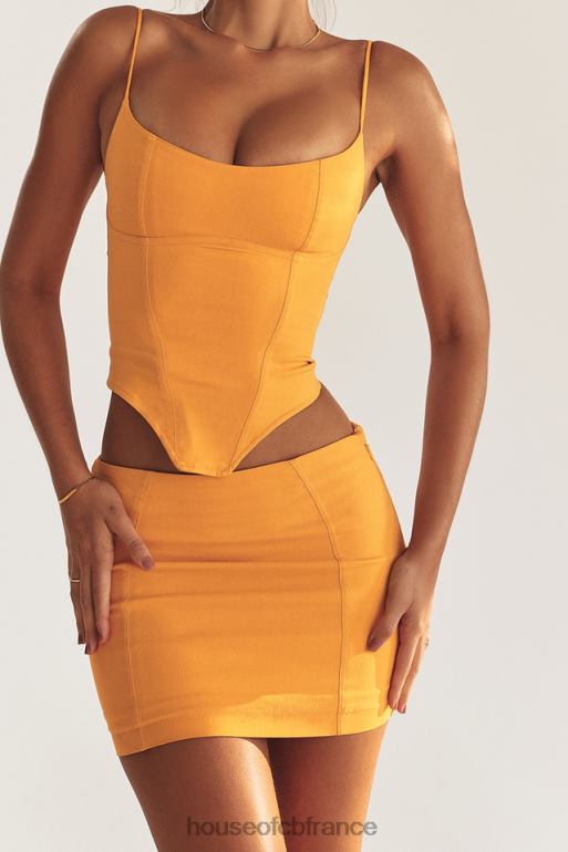 House of CB mini-jupe sculptante Nisha Tangerine N888H846 vêtements