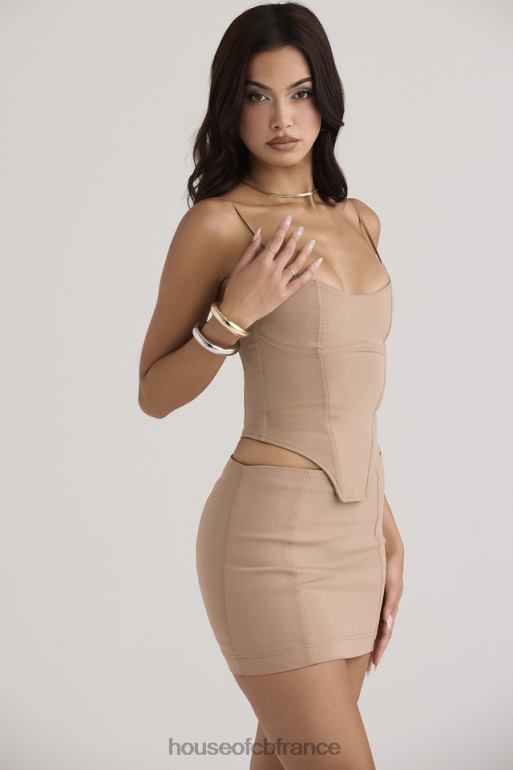 House of CB mini-jupe sculptante beige Nisha N888H927 vêtements