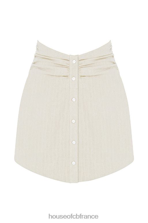 House of CB mini-jupe tayo en lin beige à taille froncée N888H970 vêtements