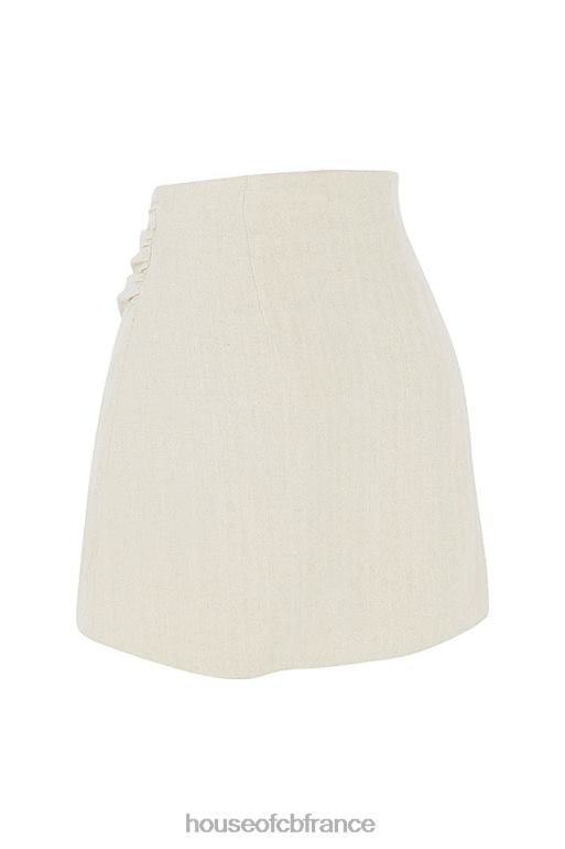 House of CB mini-jupe tayo en lin beige à taille froncée N888H970 vêtements