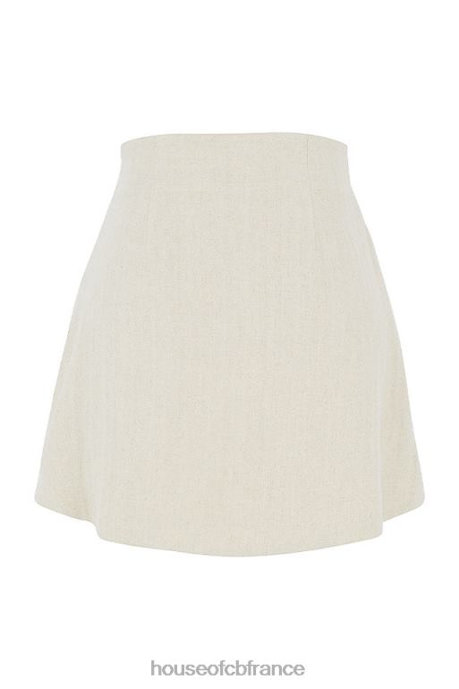 House of CB mini-jupe tayo en lin beige à taille froncée N888H970 vêtements